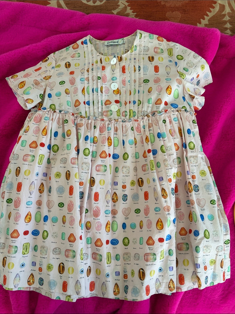 Rachel Antonoff Cream Mini Dress with Multicolored Gem Print